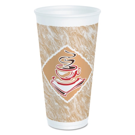 Dart Cafe G Foam Hot/Cold Cups, 20 oz, Brown/Red/White, PK20 20X16G